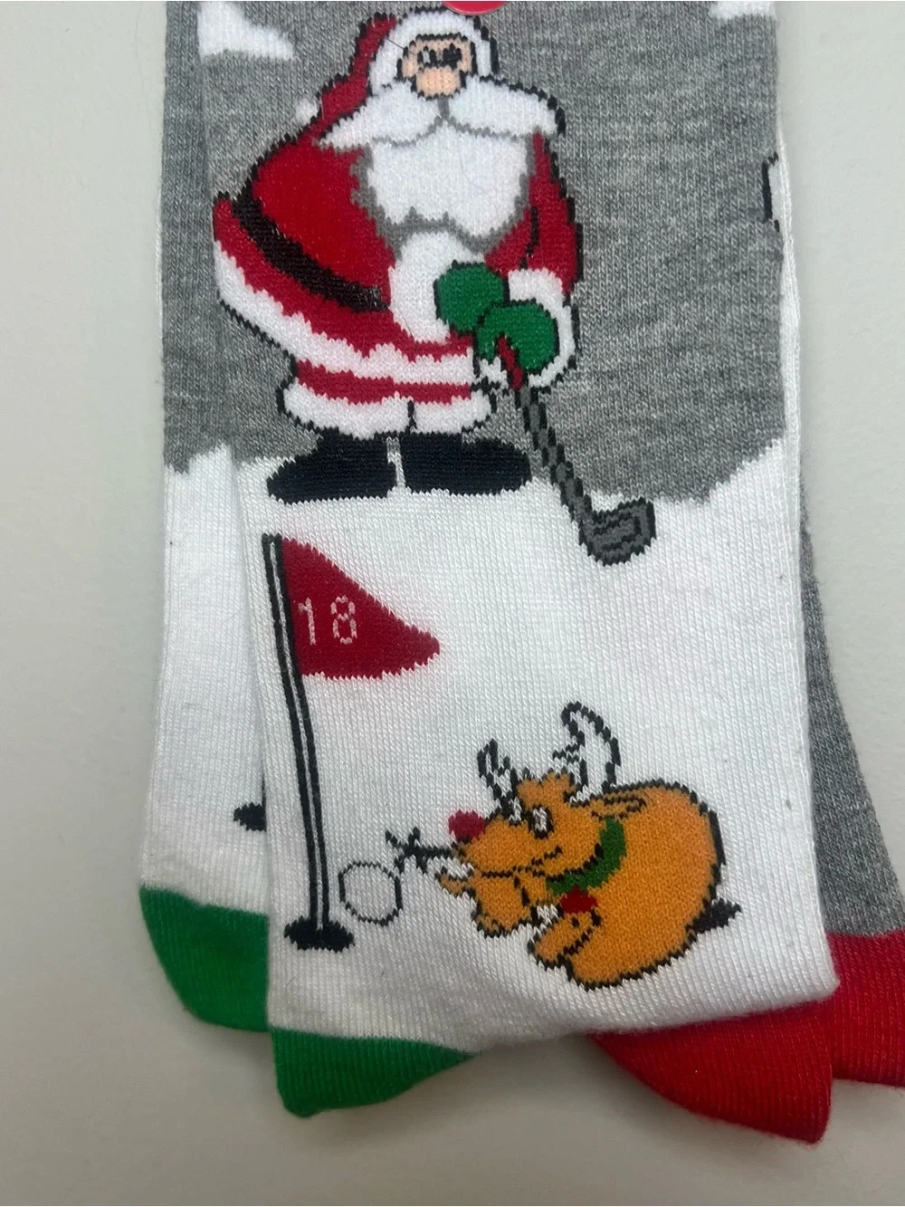 Men's Gray and White Santa Golf Crew Socks